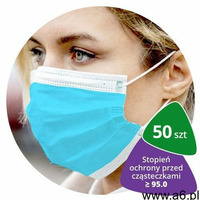 50x Jednorazowa certyfikowana 3-warstwowa maseczka ochronna CC190 ochrona przed cząsteczkami ≥ 95.0 - ogłoszenia A6.pl
