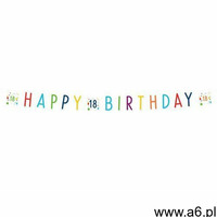 Baner happy birthday na osiemnastkę konfetti - 180 cm - 1 szt. marki Amscan - ogłoszenia A6.pl
