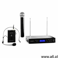 Auna Pro VHF-400 Duo 3 2-kanałowy zestaw mikrofonów bezprzewodowych VHF 1x zestaw nagłowny + 1x  - ogłoszenia A6.pl